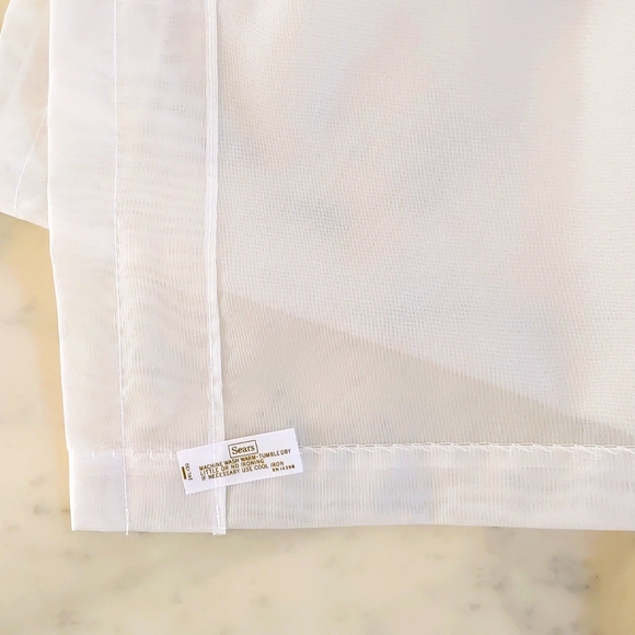 Sears White Sheer Curtains, 1.5" Rod Space, 2 Panels. - Picture 6 of 6